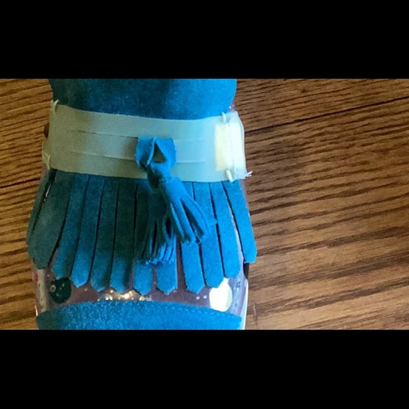 Never worn Minimarket Blue Suede Shoes with tassels and fringe US size 10 - Picture 7 of 8